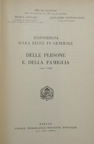 Commentario del Codice Civile. Libro I, Vol. I - Delle …