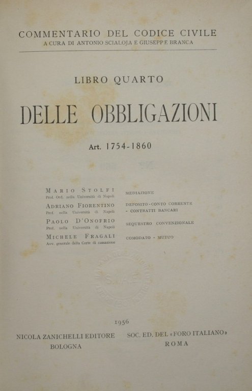 Commentario del codice civile. Libro IV - Delle obbligazioni (Art. …