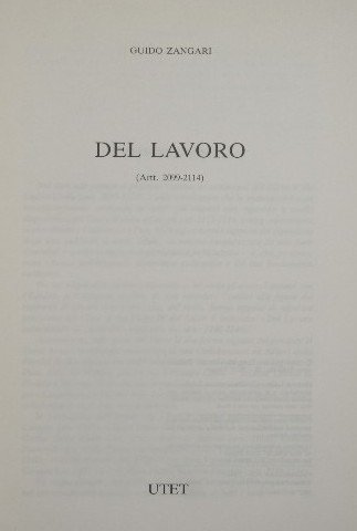 Commentario del Codice Civile. Libro V - Del lavoro