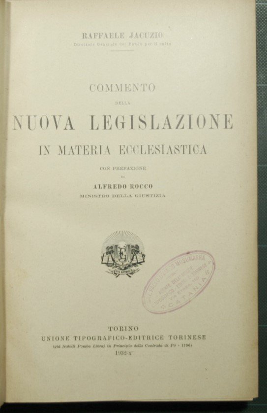Commento della nuova legislazione in materia ecclesiastica