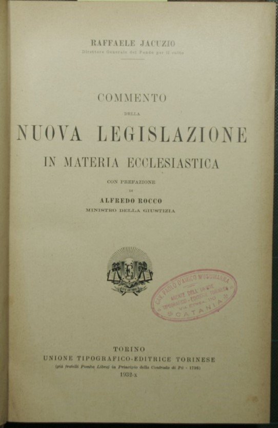 Commento della nuova legislazione in materia ecclesiastica