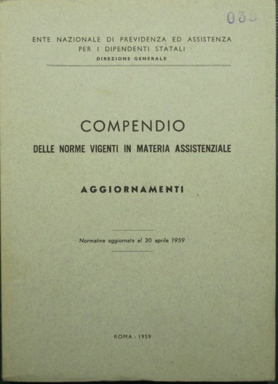 Compendio delle norme vigenti in materia assistenziale. Aggiornamenti