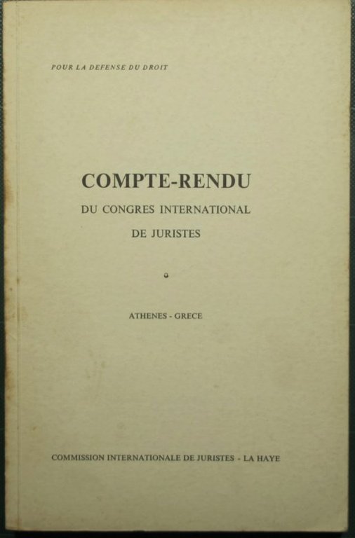 Compte-rendu du Congres International de juristes