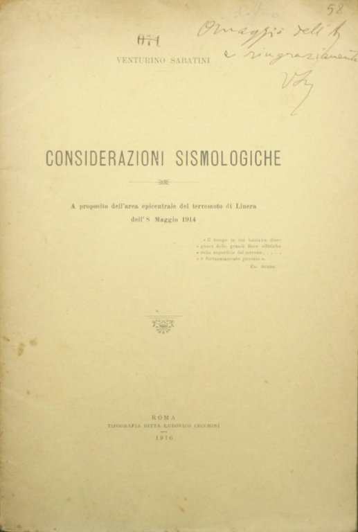 Considerazioni sismologiche