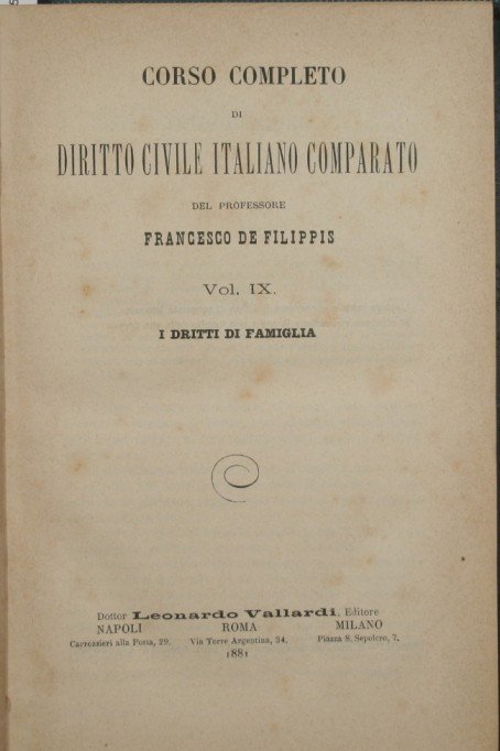 Corso completo di Diritto Civile italiano comparato. Vol. IX