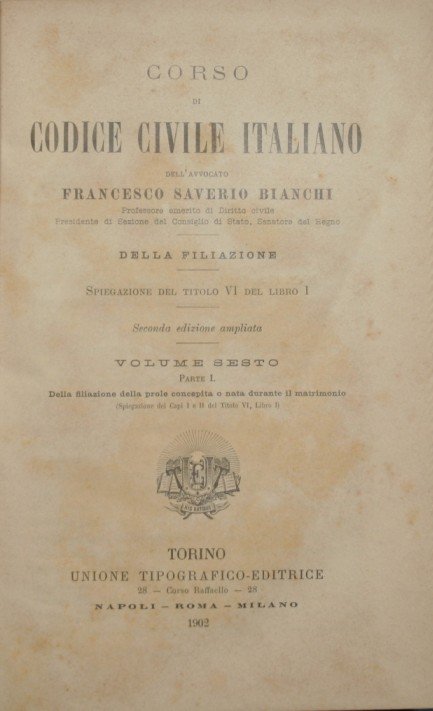 Corso di Codice Civile italiano. Vol. VI - Parte I