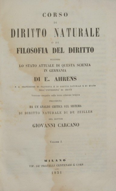 Corso di Diritto naturale o di Filosofia del Diritto - …