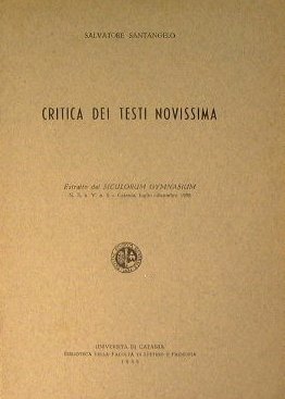 Critica dei testi novissima