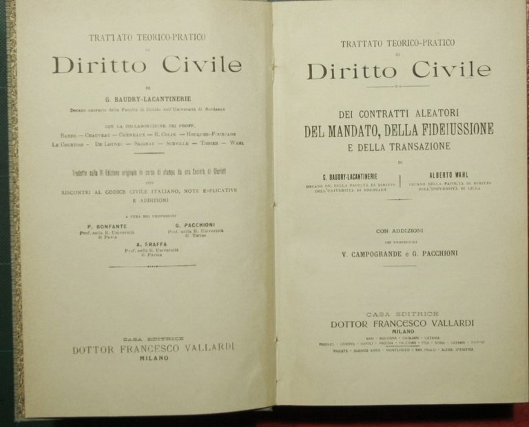 Dei contratti aleatori, del mandato, della fideiussione e della transazione