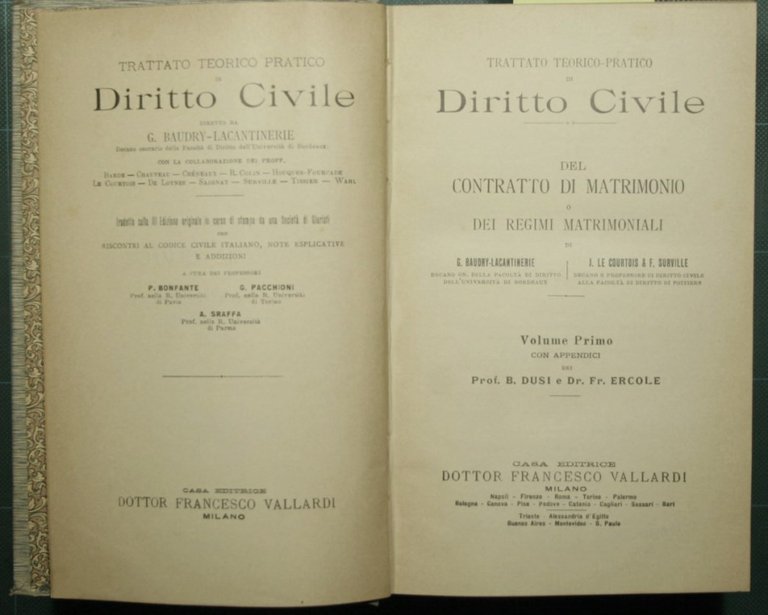 Del contratto di matrimonio o dei regimi matrimoniali - Voll. …