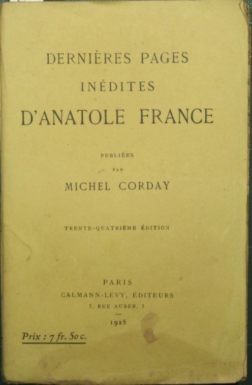 Dernieres pages inedites d'Anatole France