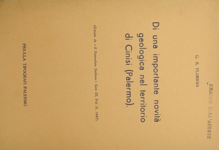 Di una importante novità geologica nel territorio d Cinisi (Palermo)