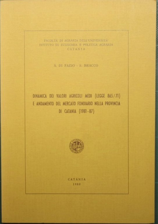 Dinamica dei valori agricoli medi (Legge 865/71) e andamento del …