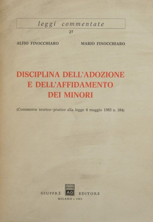 Disciplina dell'adozione e dell'affidamento dei minori