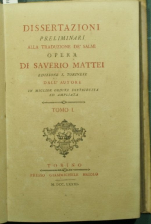 Dissertazioni preliminari alla traduzione de' Salmi