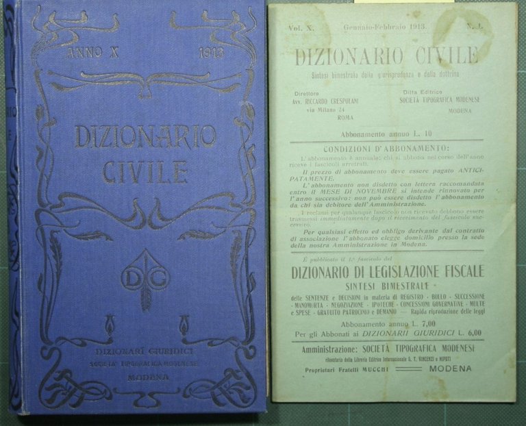 Dizionario civile - Vol. X, 1913