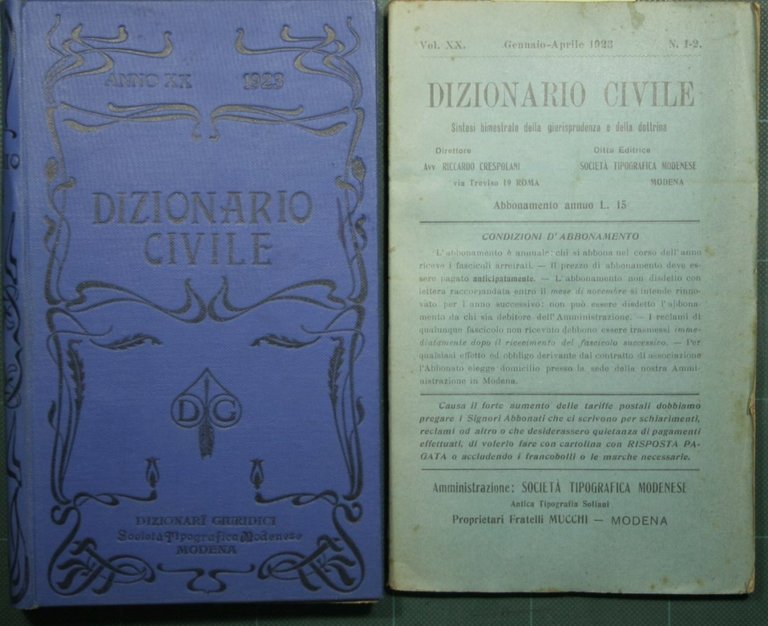 Dizionario civile - Vol. XX, 1923