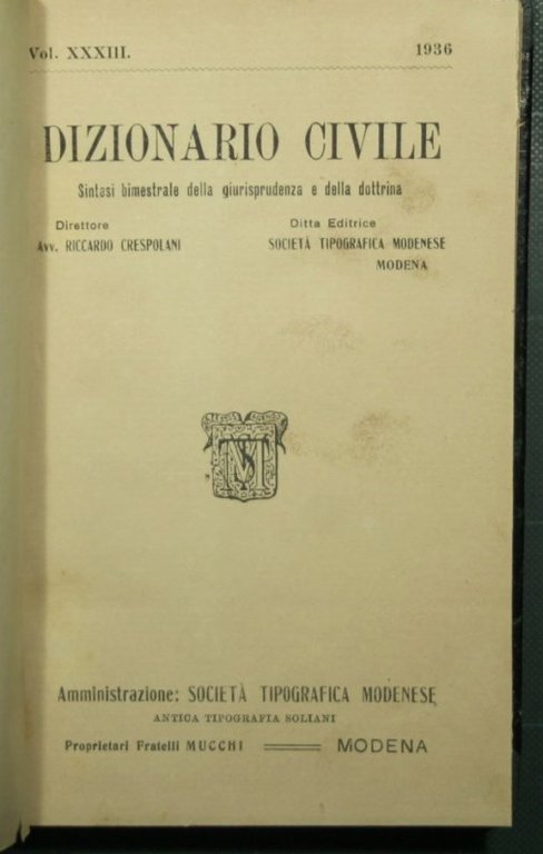 Dizionario civile - Vol. XXXIII, 1936