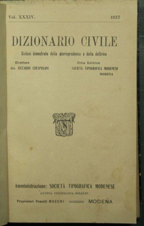 Dizionario civile - Vol. XXXIV, 1937