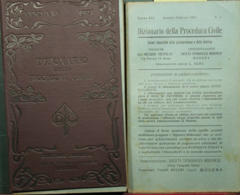 Dizionario della procedura civile - Vol. XXV, 1927