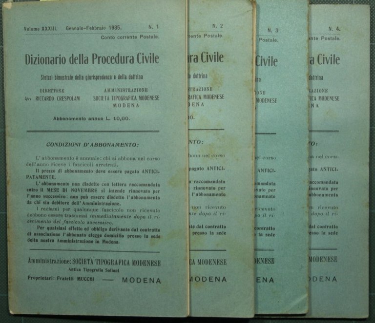 Dizionario della procedura civile - Vol. XXXIII, 1935 - Nn. …