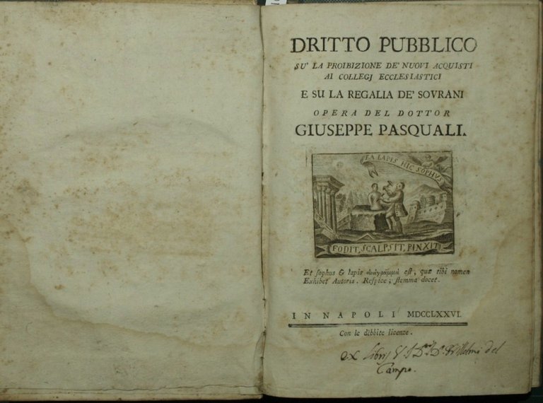 Dritto pubblico su la proibizione de' nuovi aquisti ai collegj …