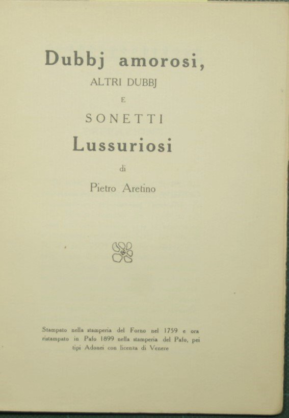 Dubbj amorosi, altri dubbj e sonetti lussuriosi