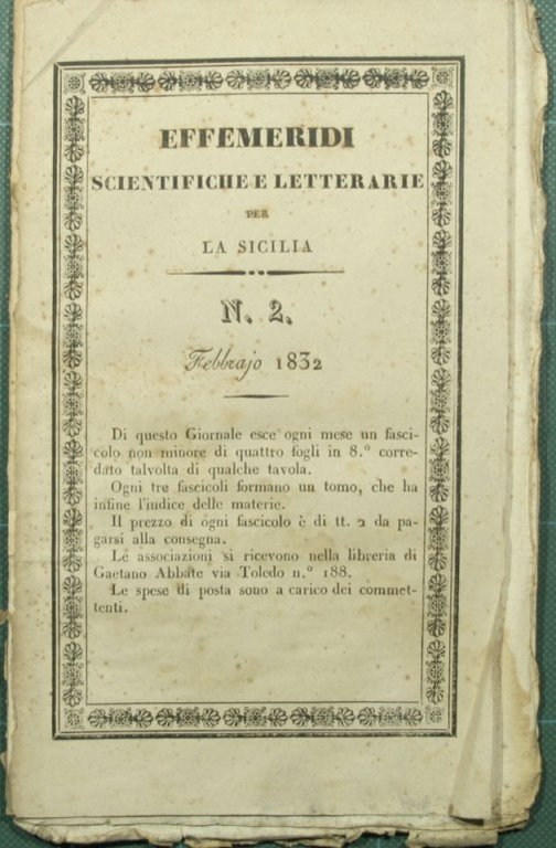 Effemeridi scientifiche e letterarie per la Sicilia. N. 2 - …