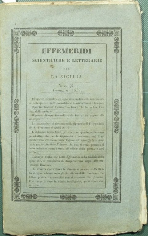 Effemeridi scientifiche e letterarie per la Sicilia. N. 45 - …