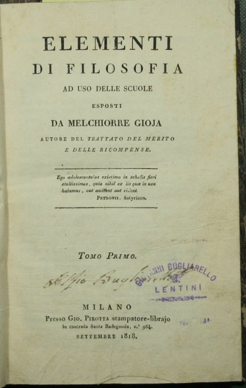 Elementi di filosofia - Vol. I