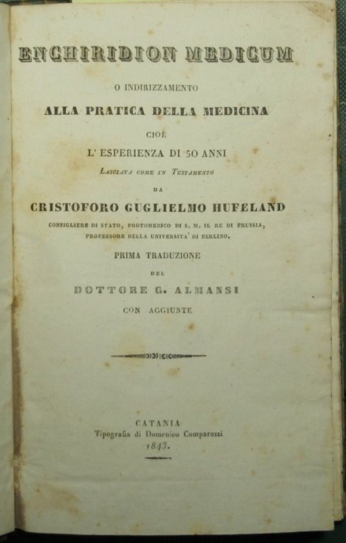 Enchiridion medicum o Indirizzamento alla pratica della medicina