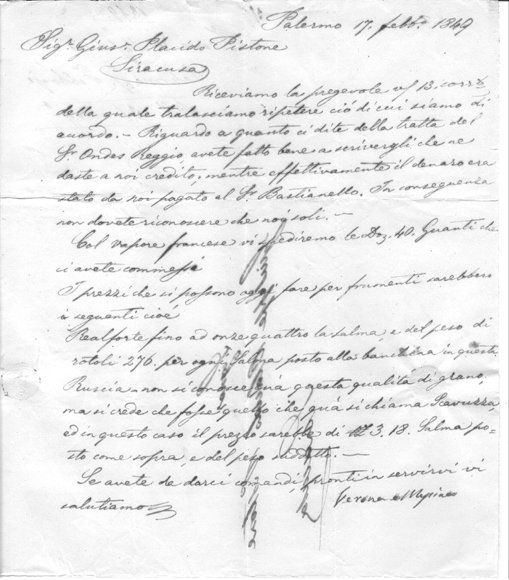 Epistolario Pistone, Siracusa