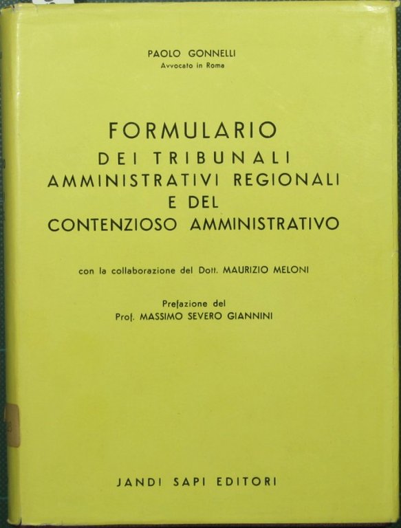 Formulario dei tribunali amministrativi regionali e del contenzioso amministrativo