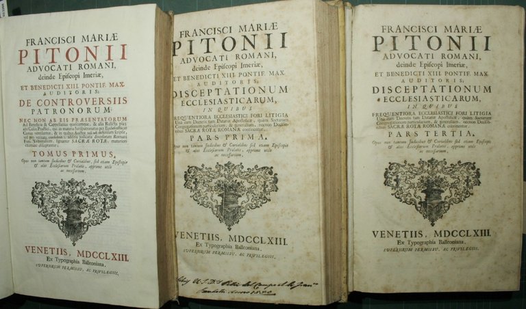Francisci Mariae Pitonii advocati romani […] De controversiis patronorum; Disceptationum …