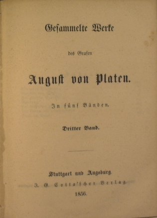 Gesammelte Werke des Grafen August von Platen