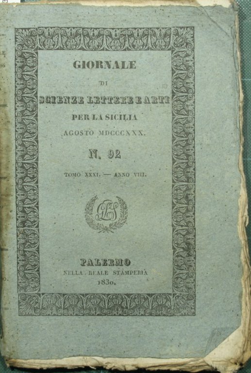 Giornale di scienze lettere ed arti per la Sicilia. Agosto …