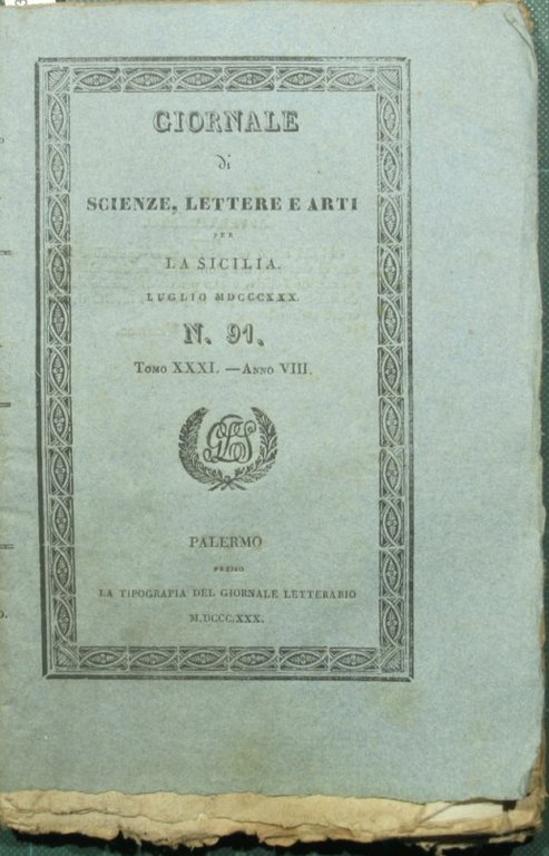 Giornale di scienze lettere ed arti per la Sicilia. Luglio …