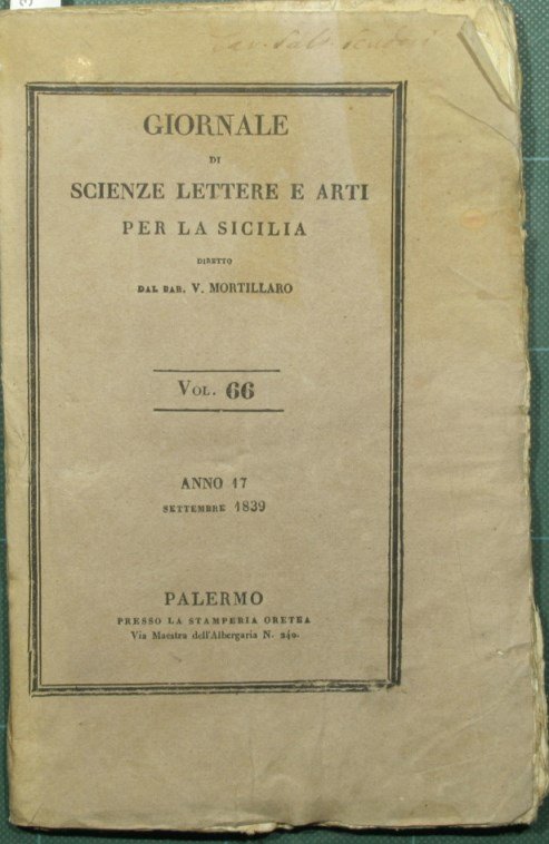 Giornale di scienze lettere ed arti per la Sicilia. Settembre …