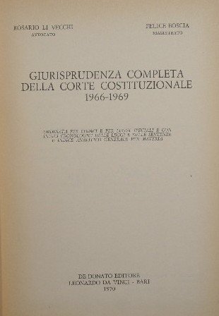 Giurisprudenza completa della Corte Costituzionale. 1966-1969