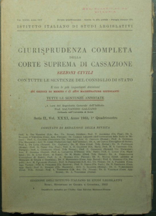 Giurisprudenza completa della Corte Suprema di Cassazione - Sezioni civili …