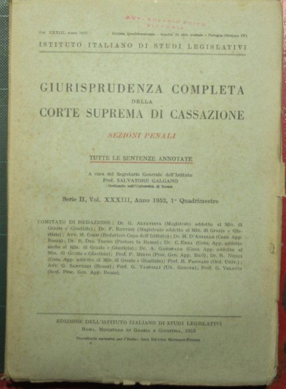 Giurisprudenza completa della Corte Suprema di Cassazione - Sezioni penali …