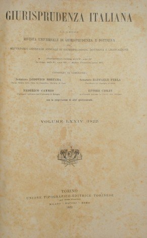 Giurisprudenza italiana e La legge. Vol. LXXIV - Anno 1922