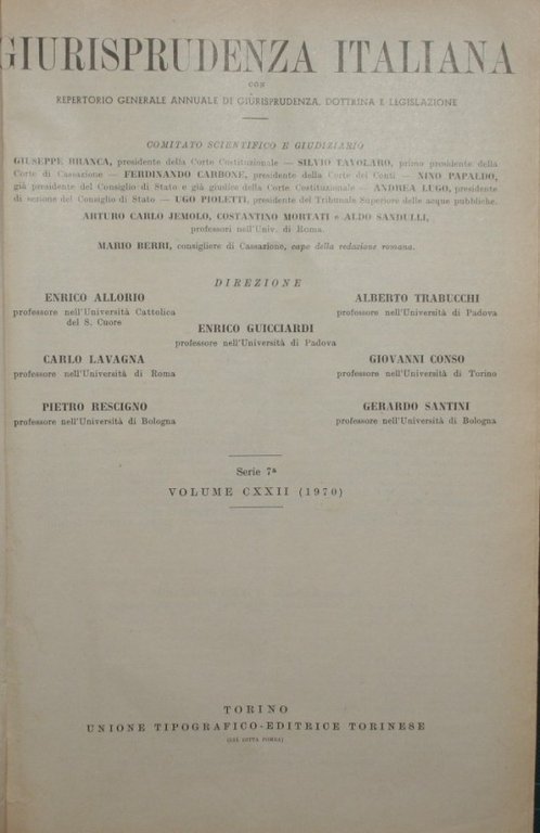 Giurisprudenza italiana. Vol. CXXII - Anno 1970