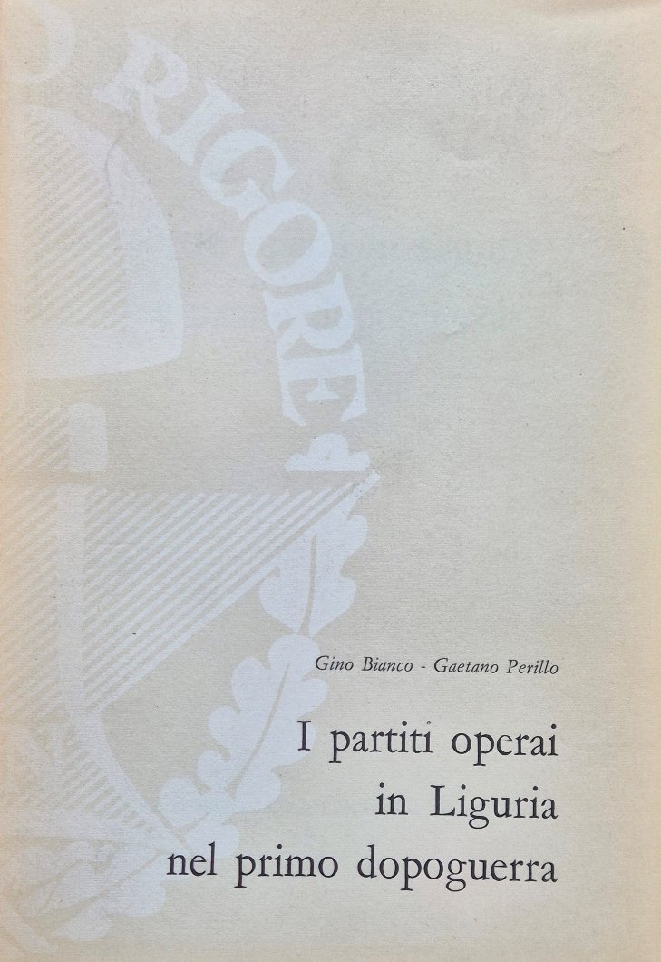 I partiti operai in Liguria nel primo dopoguerra