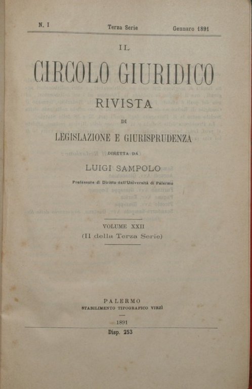 Il circolo giuridico. Anno XXII - Vol. XXII