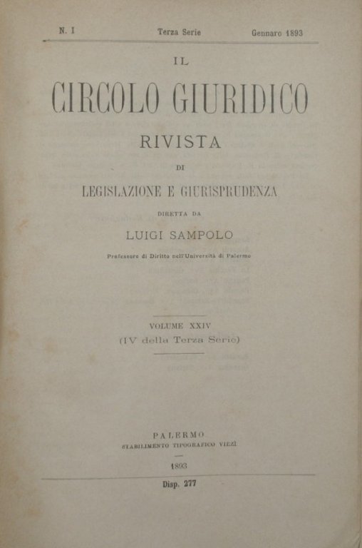 Il circolo giuridico. Anno XXIV - Vol. XXIV