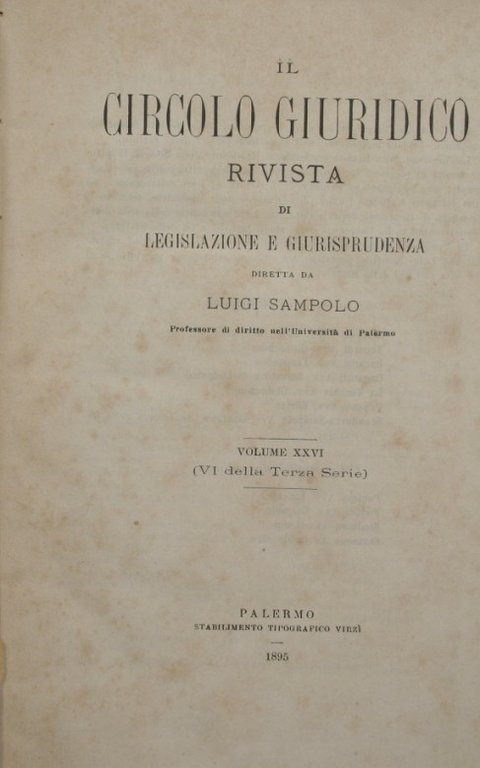 Il circolo giuridico. Anno XXVI - Vol. XXVI