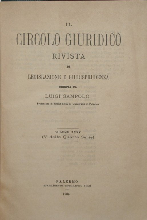 Il circolo giuridico. Anno XXXV - Vol. XXXV