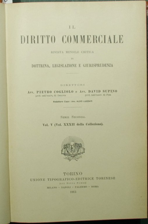 Il diritto commerciale. Vol. V - Parte prima - 1913