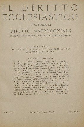 Il diritto ecclesiastico e rassegna di diritto matrimoniale